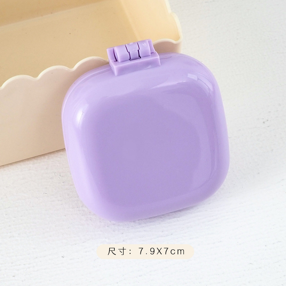 캔디 컬러 미니 에어 쿠션 빗 거울 포함 접이식 여행용 휴대용 퍼플 컬러 이미지 1